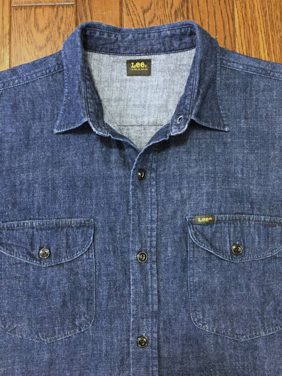 【格安，100%新品】 リー Ｌｅｅ デニム ワークシャツ ＸＬ 色落ち少な目 マチ付き ビンテージ スタイル 猫目ボタン ＭＲなし(長袖シャツ)｜売買されたオークション情報、yahooの商品情報をアーカイブ公開 - オ 男性用