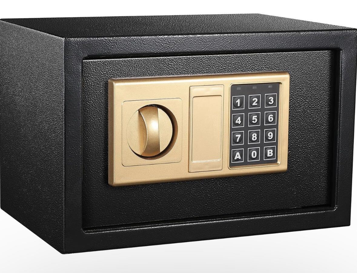 1品限り電子金庫12.4L 緊急キー2本付き壁に固定可能 デジタルキーボード_1
