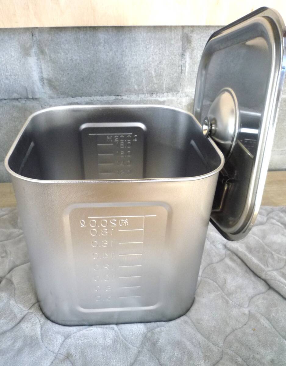 赤川器物製作所 アズワン 目盛付角型キッチンポット 手付 AG21-0 30cm 25L 高300mm 幅310mm 奥310mm 厨房機器 業務用 飲食店 N2406-029_3