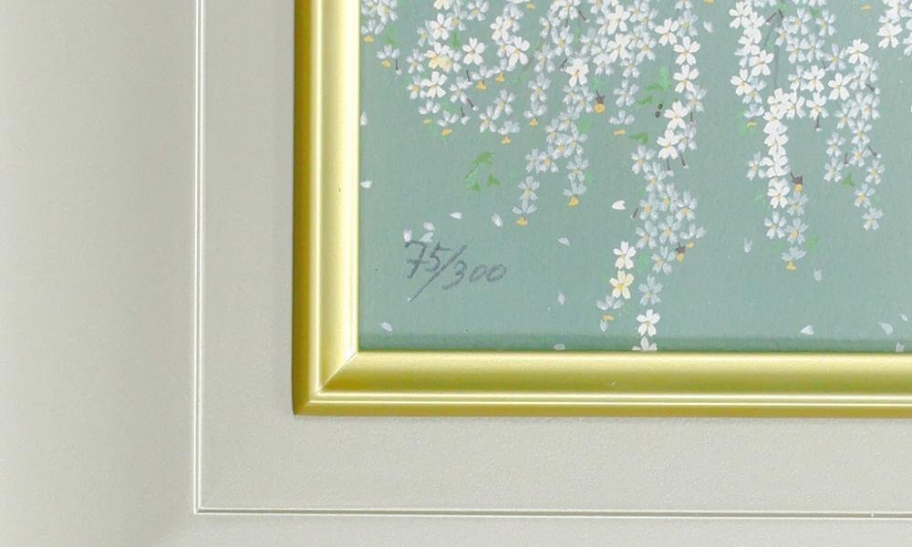 真作】【WISH】中島千波「晴日 本久寺の枝垂桜」リトグラフ 25号大