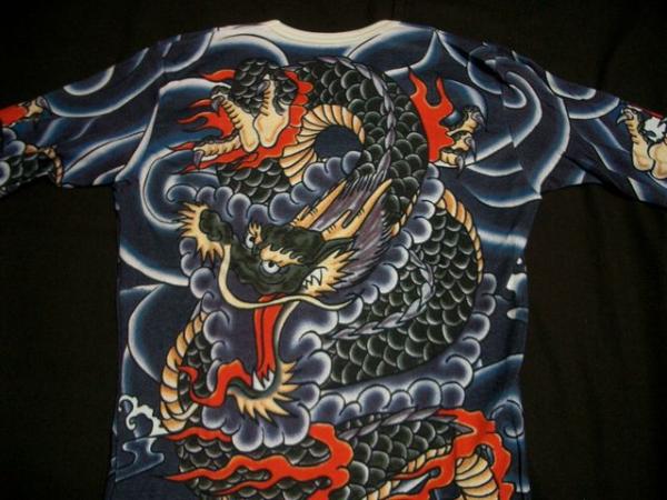 ☆新色☆刺青・入れ墨Tシャツ☆松本人志型 ☆向い龍柄☆(Lサイズ