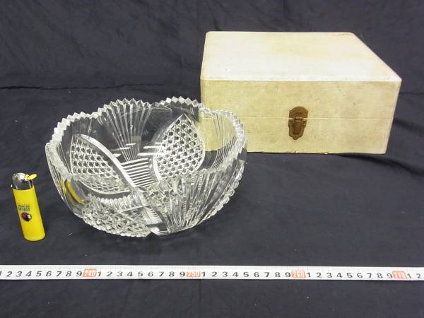(5395)αカガミクリスタル　クリスタルガラス　ボウル　共箱_1