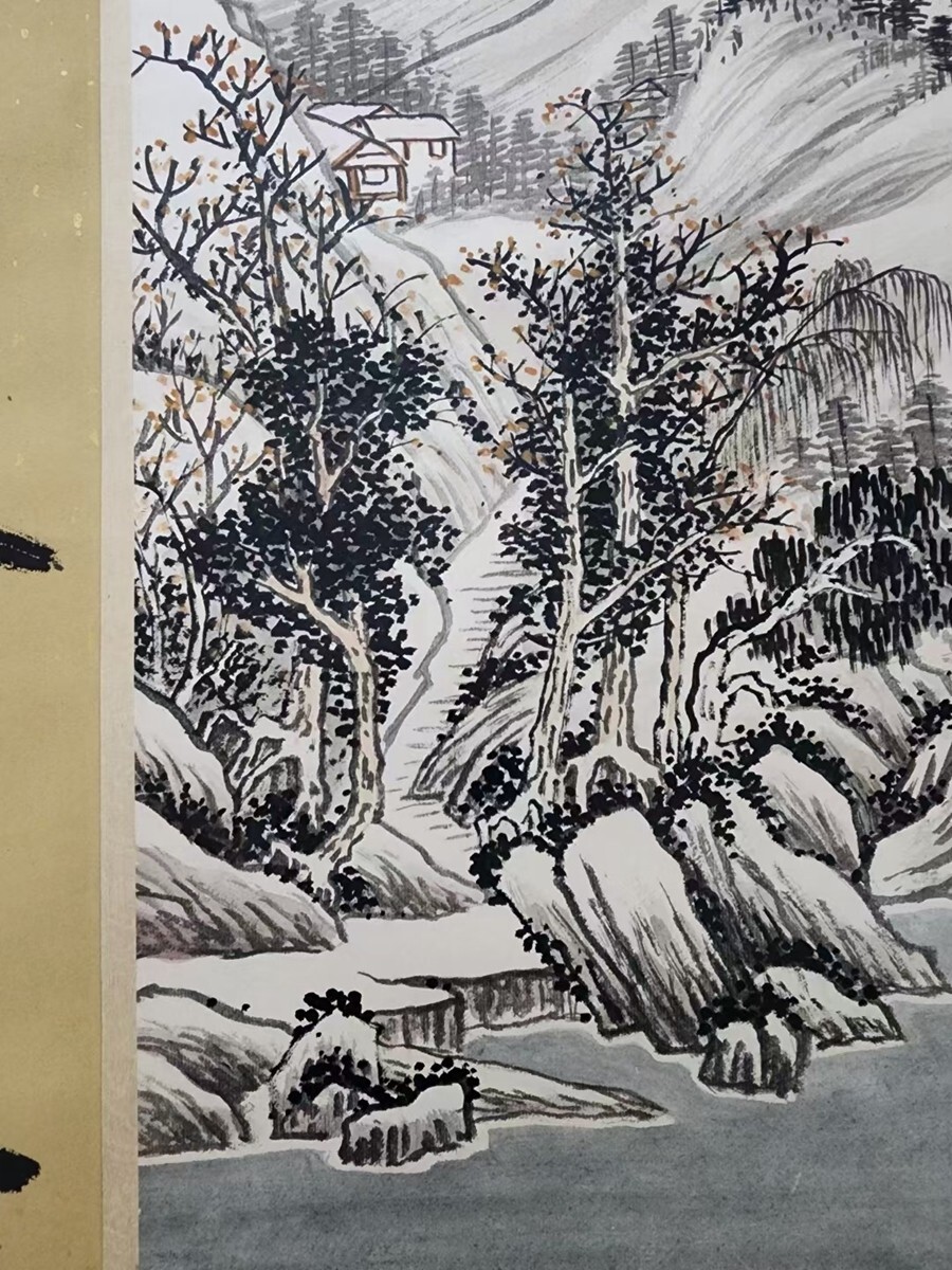 瓏】「呉湖帆作 雪山晴靄図」近代画家 肉筆紙本 掛け軸 書画立軸