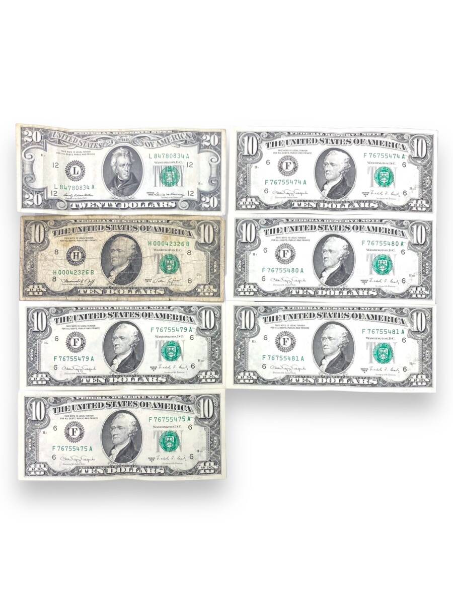 1円スタート アメリカ 旧紙幣 125ドル USA $ DOLLAR 1$×15 5$×6 10$×6