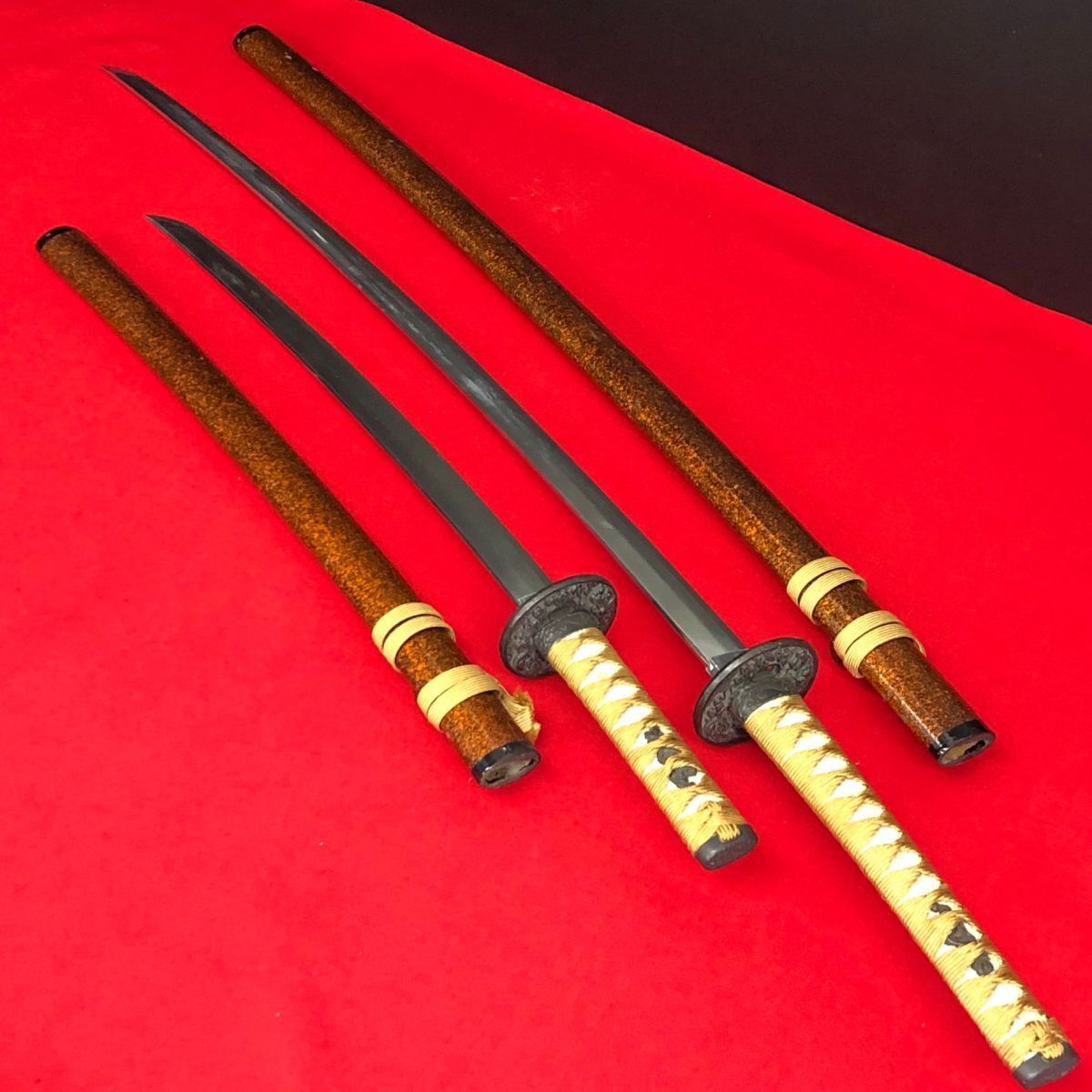 模造刀 刀 脇差 セット 全長104.5cm/71cm 刀装具 拵え【JBA2180#160