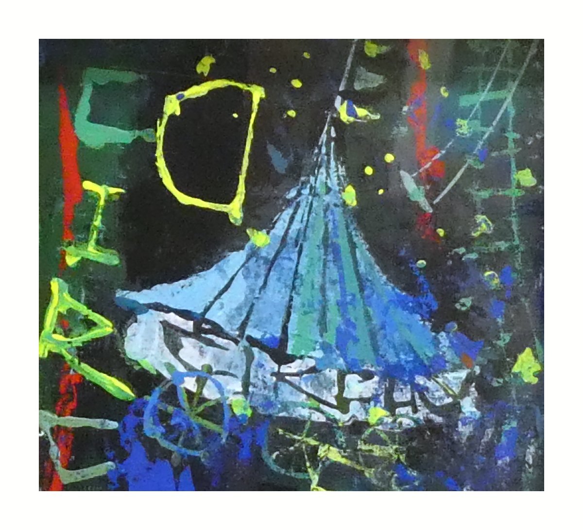 祥感謝SALE【真作】早川義孝「夜の広場で」アクリルミニアチュール