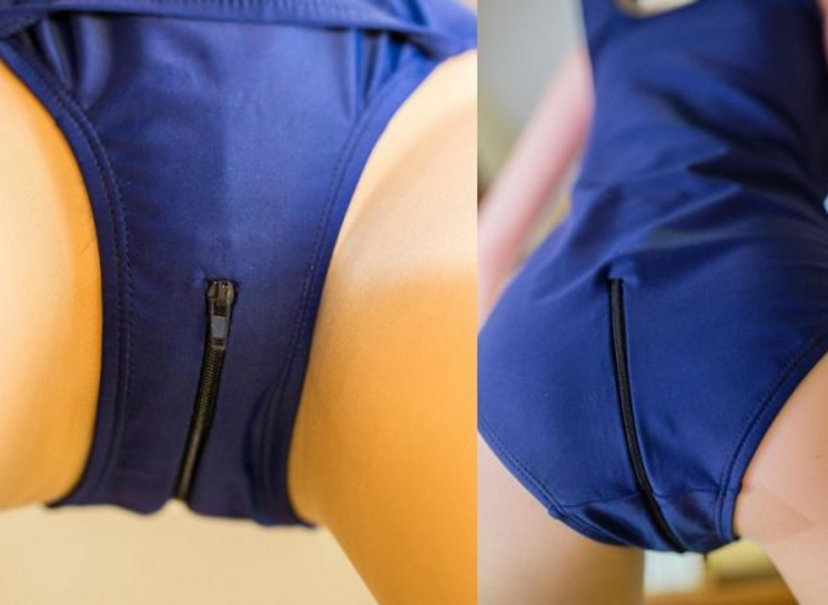 セクシーコスプレ 股下ジッパー【オープンクロッチ 仕様　ZIP付】レースクイーン 水着風 スク水　ネイビー ZCL075_3
