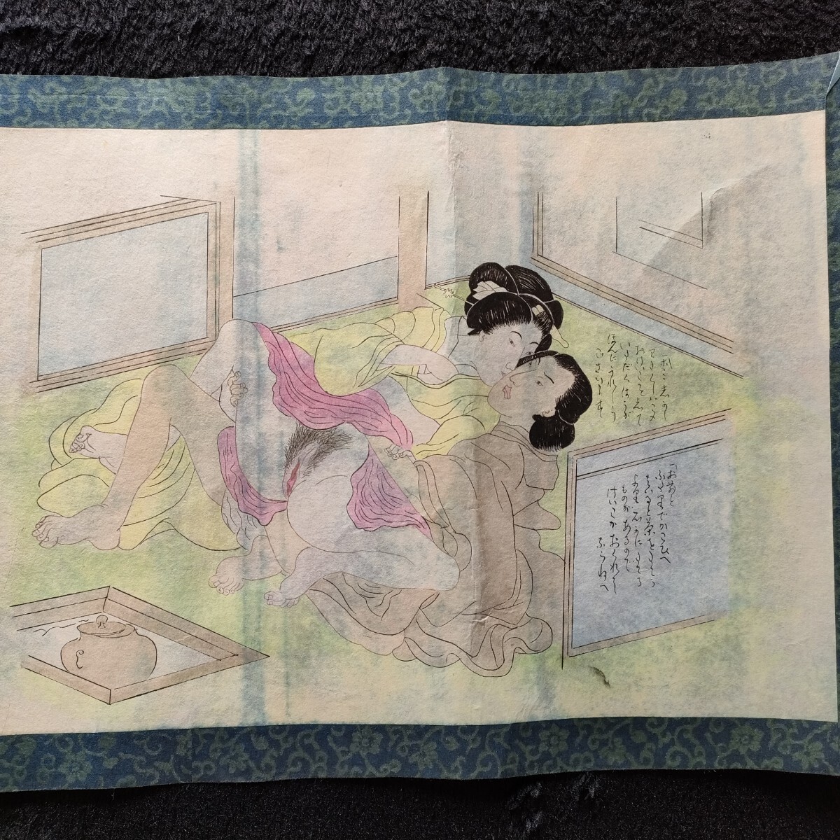 真作/明治期肉筆春画 5枚 掛軸 浮世絵 艶本 枕絵 秘画 裸婦 男根 春宮