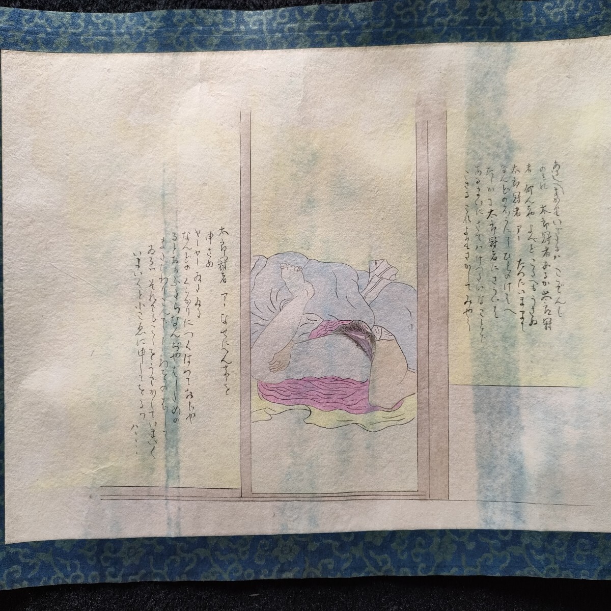 真作/明治期肉筆春画 5枚 掛軸 浮世絵 艶本 枕絵 秘画 裸婦 男根 春宮