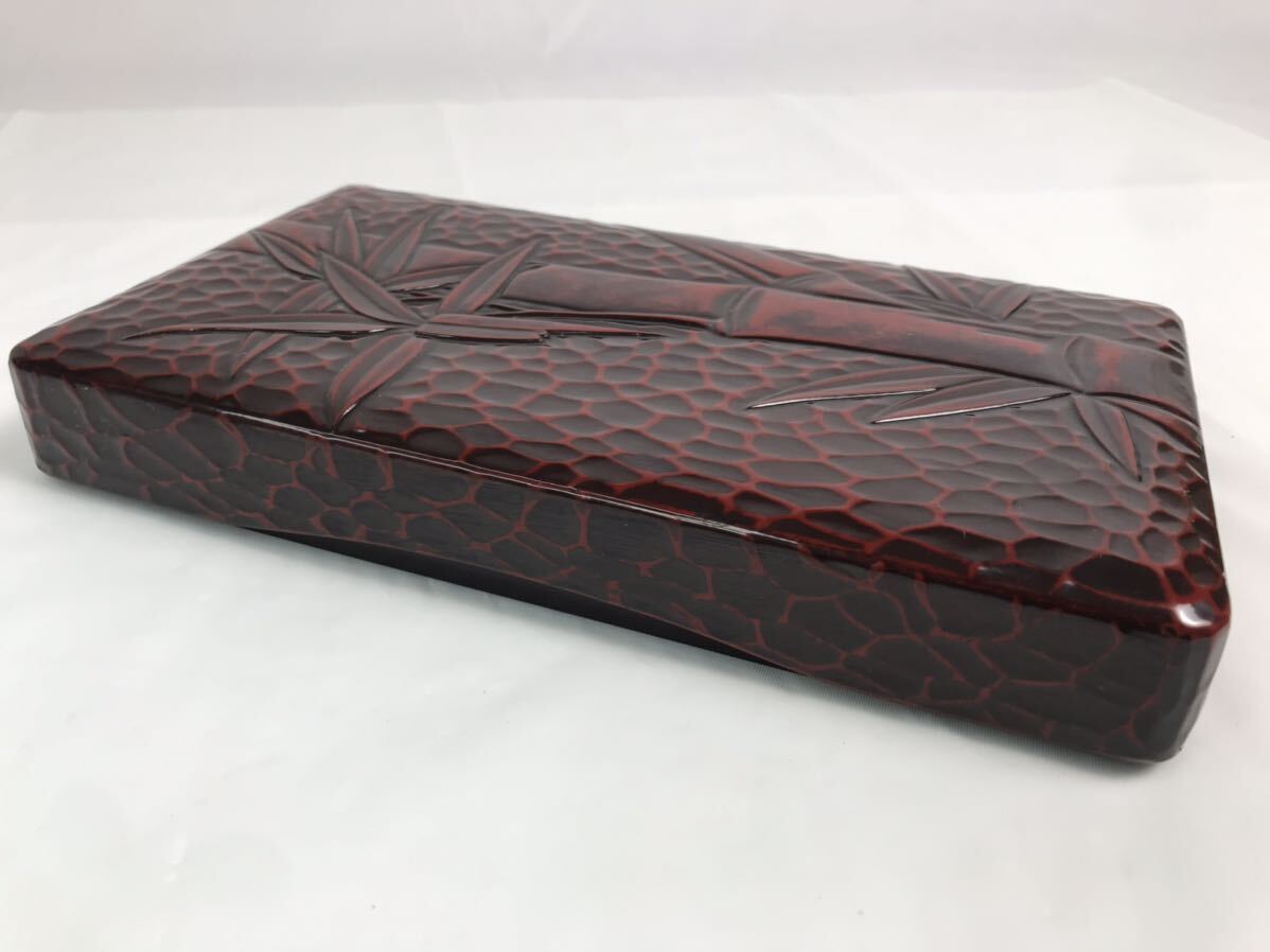 2点セット】鎌倉彫風 硯箱（幅約13.5cm×24cm/プラスチック製