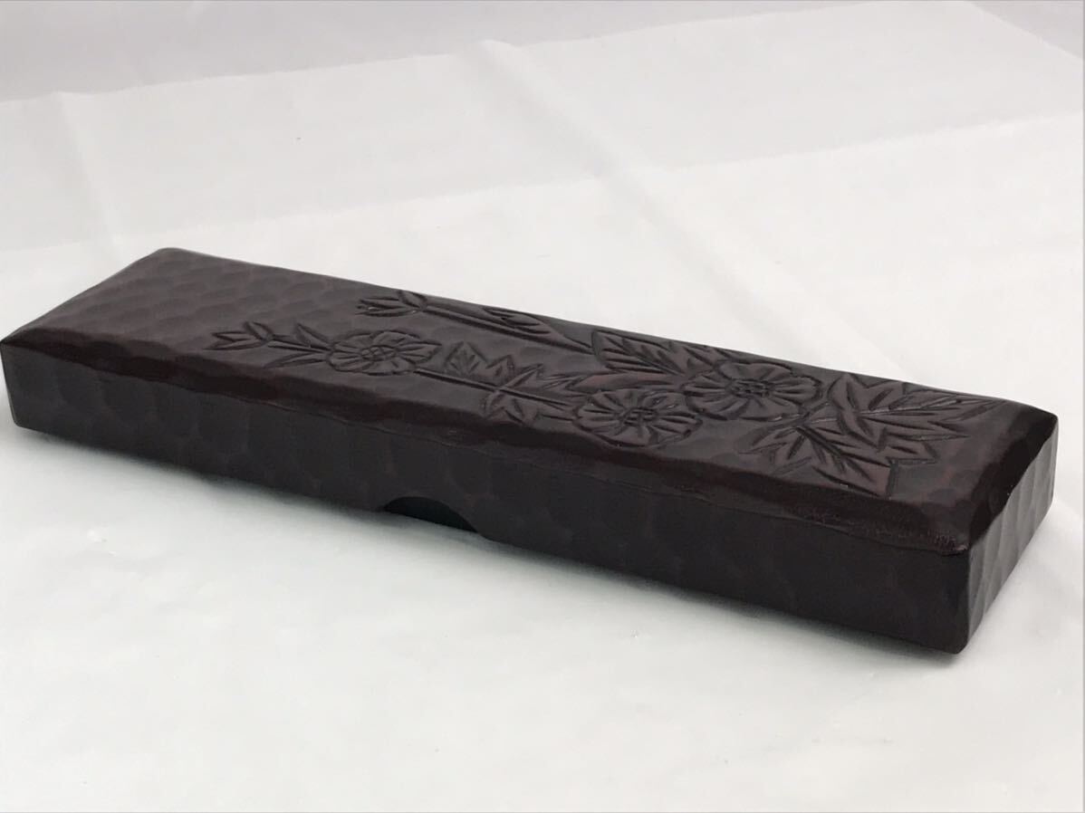 2点セット】鎌倉彫風 硯箱（幅約13.5cm×24cm/プラスチック製
