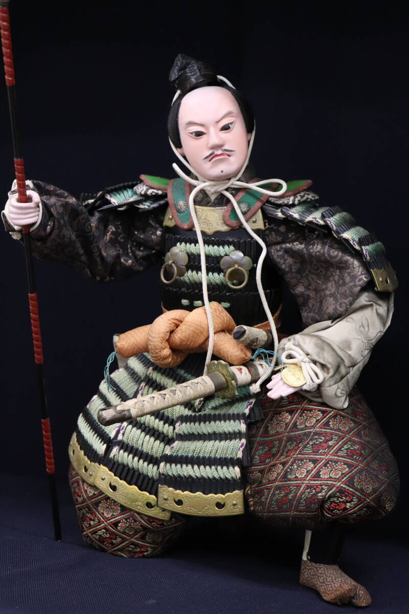 N13】時代 日本人形 大木平蔵 作 武者人形 将軍 旗持 槍持 飾り馬 合計