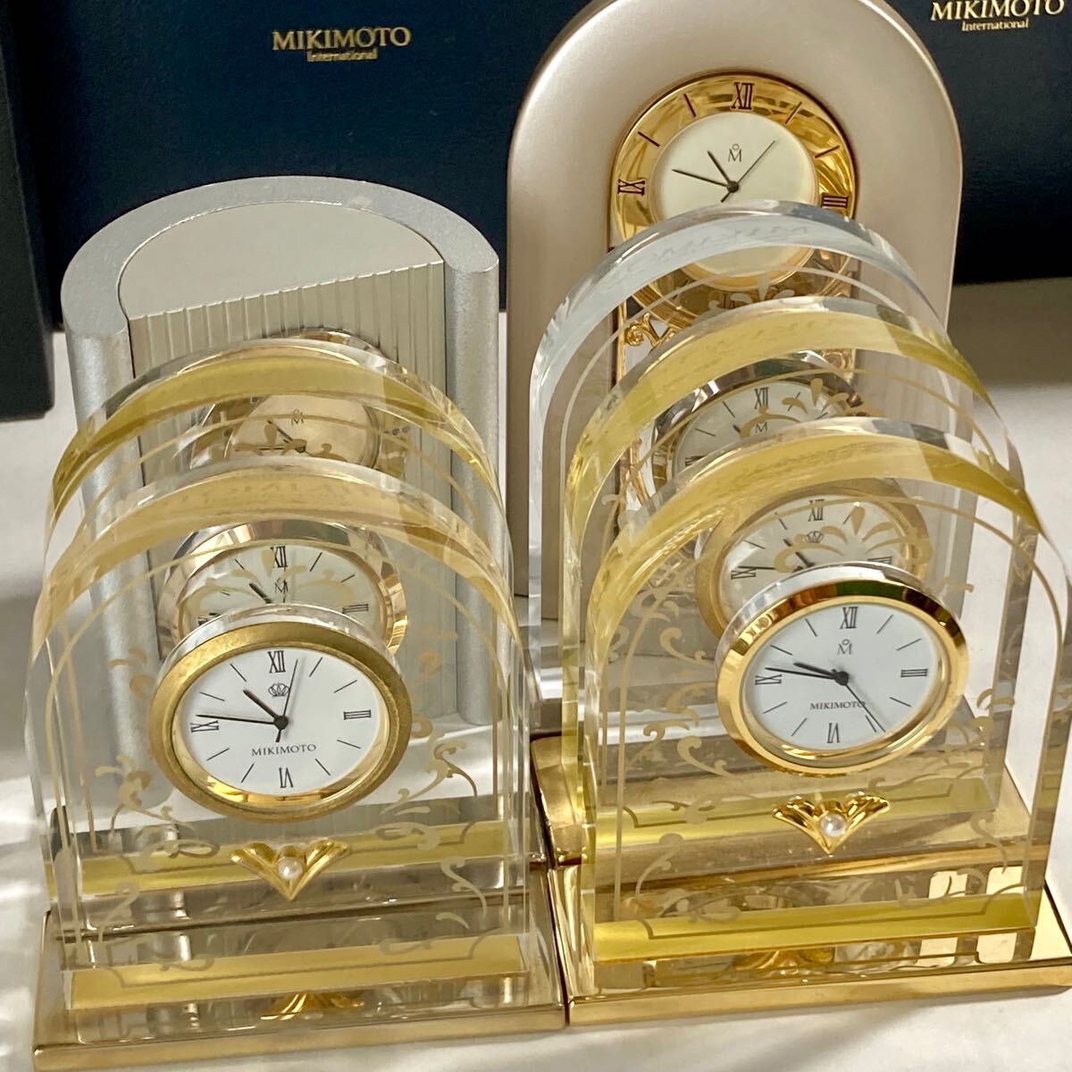 置時計まとめて・ミキモト HOYAクリスタル 象嵌 稼動品／昭和レトロ