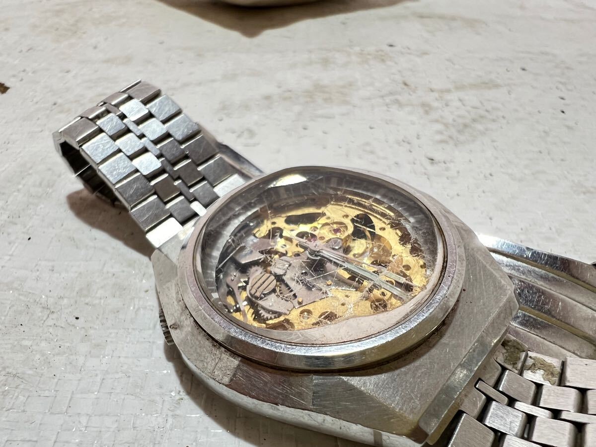 当時物　citizen　シチズン　腕時計　メンズ　自動巻き　スケルトン　カットガラス　GN-4W-S　4-385276　Y　楽88_7