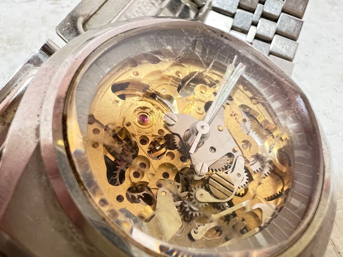 当時物　citizen　シチズン　腕時計　メンズ　自動巻き　スケルトン　カットガラス　GN-4W-S　4-385276　Y　楽88_8