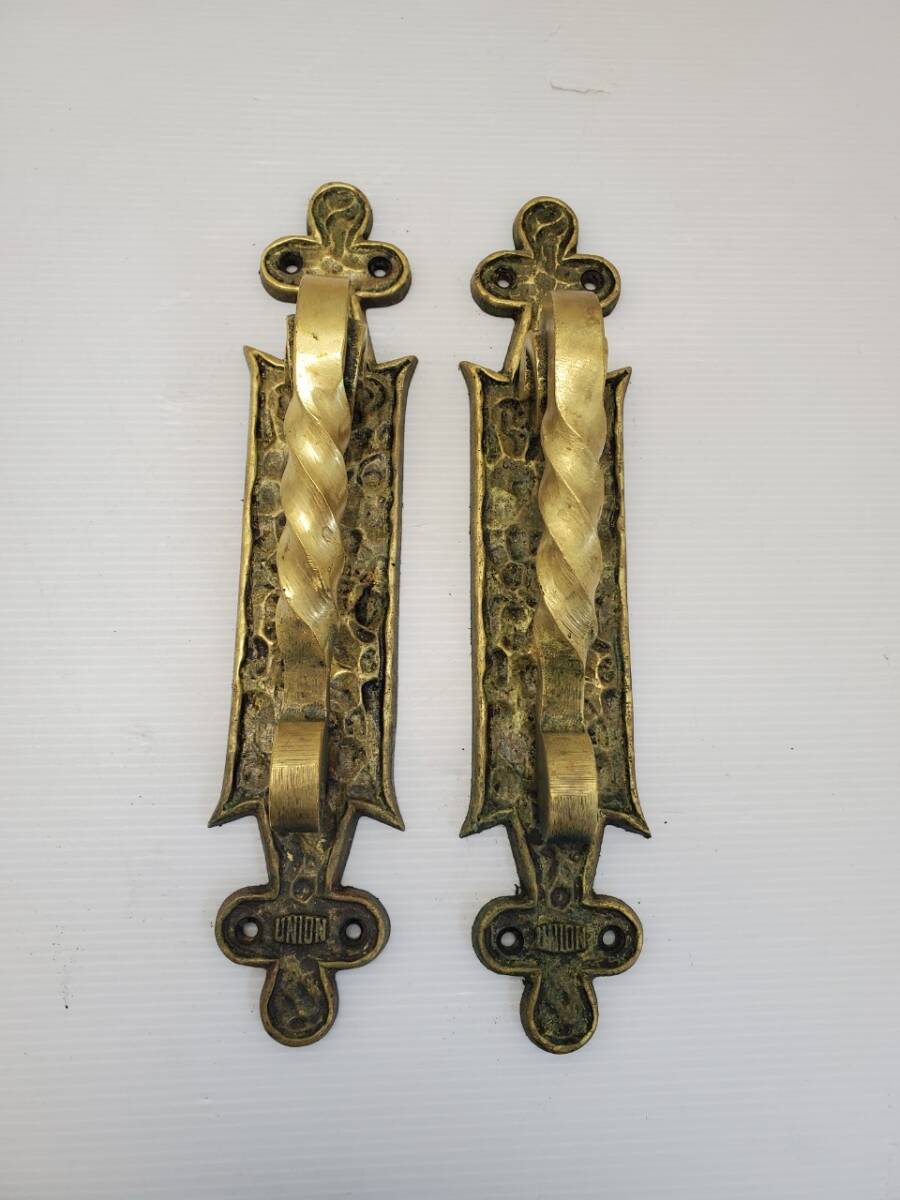 M2937-1　ドアノブ　W58×D63×H280㎜　建具　取手　ドアハンドル　アンティーク　ゴールド　DIY　金　真鍮_1