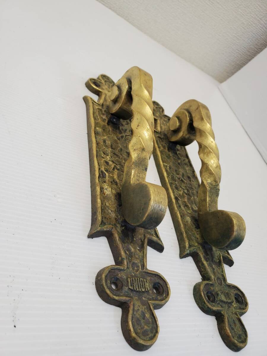 M2937-1　ドアノブ　W58×D63×H280㎜　建具　取手　ドアハンドル　アンティーク　ゴールド　DIY　金　真鍮_10