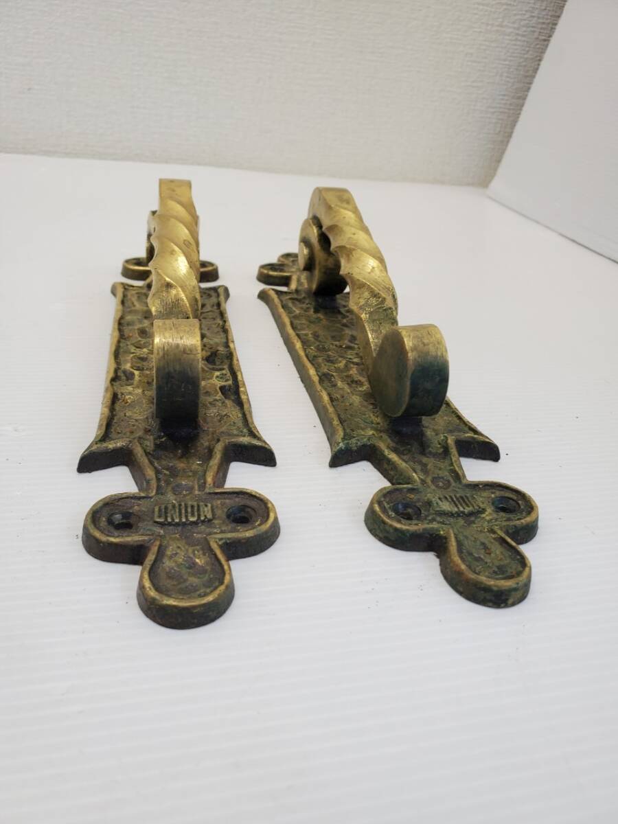 M2937-1　ドアノブ　W58×D63×H280㎜　建具　取手　ドアハンドル　アンティーク　ゴールド　DIY　金　真鍮_2