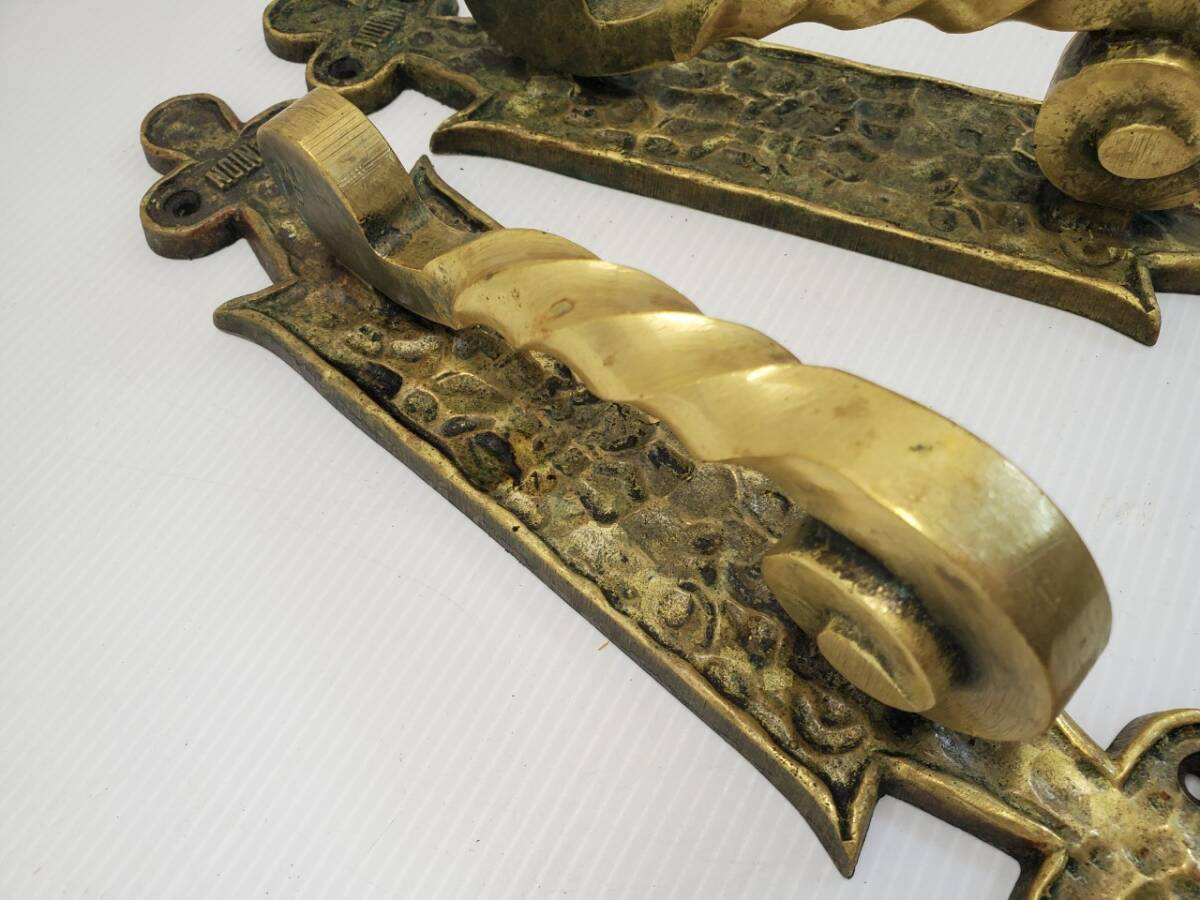 M2937-1　ドアノブ　W58×D63×H280㎜　建具　取手　ドアハンドル　アンティーク　ゴールド　DIY　金　真鍮_5