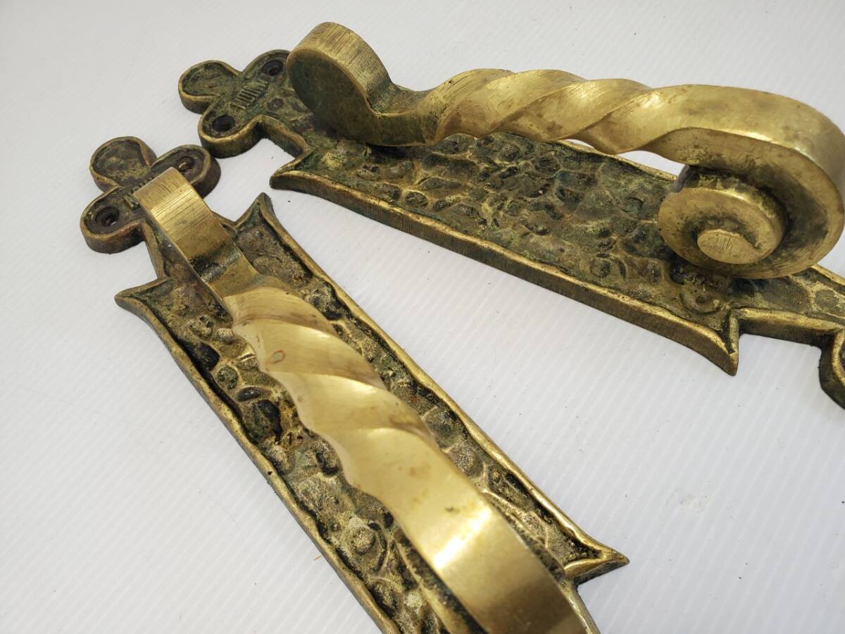 M2937-1　ドアノブ　W58×D63×H280㎜　建具　取手　ドアハンドル　アンティーク　ゴールド　DIY　金　真鍮_6