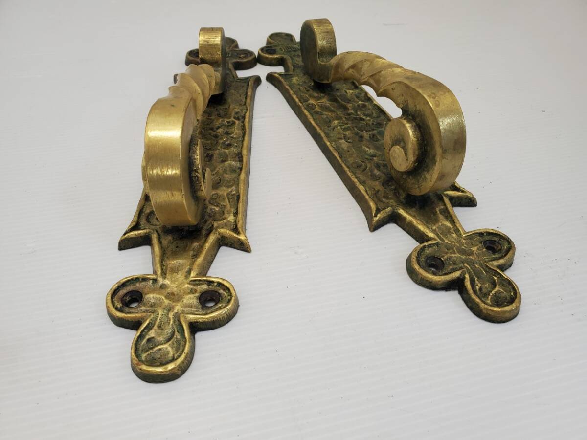 M2937-1　ドアノブ　W58×D63×H280㎜　建具　取手　ドアハンドル　アンティーク　ゴールド　DIY　金　真鍮_7