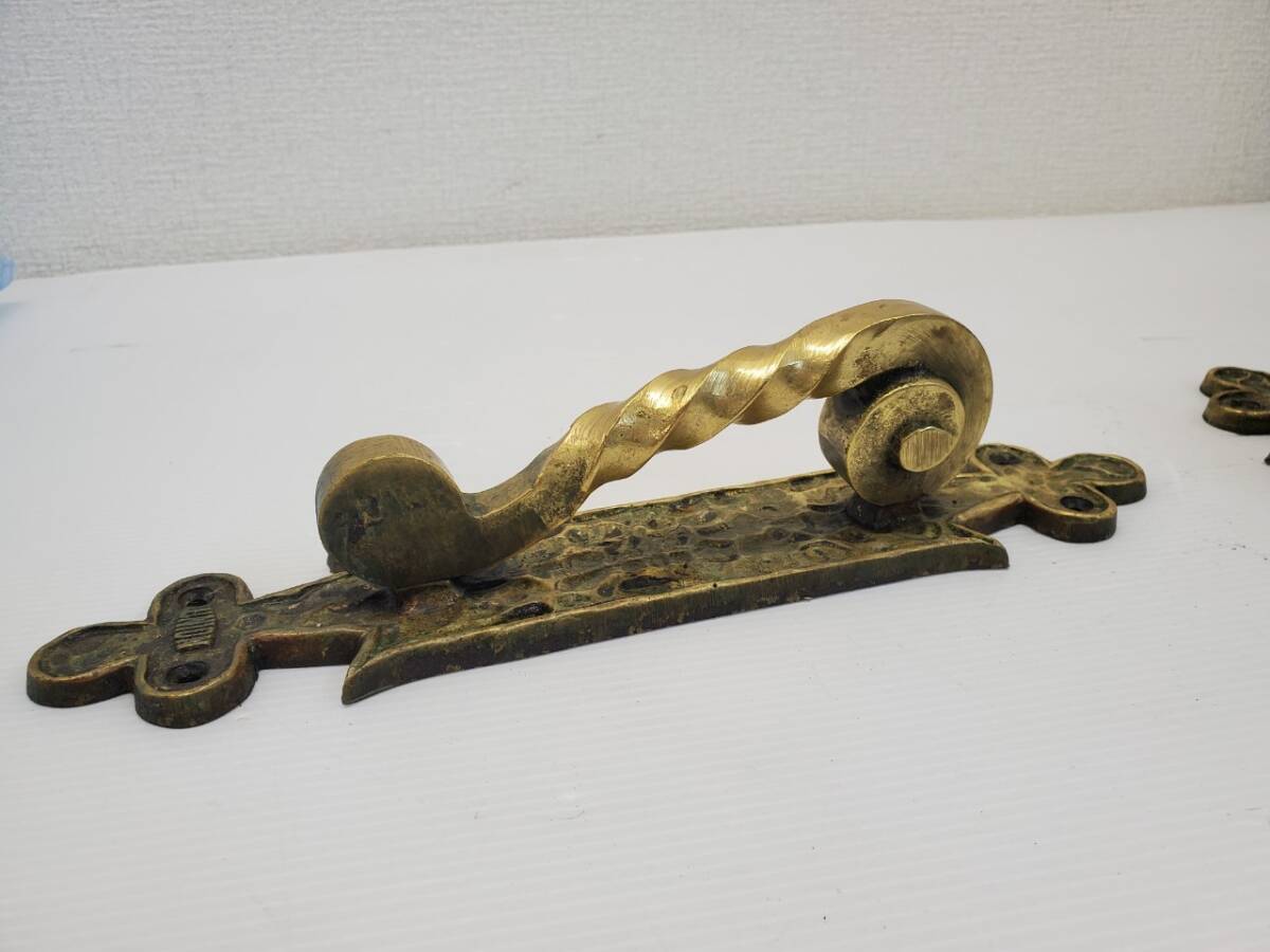 M2937-1　ドアノブ　W58×D63×H280㎜　建具　取手　ドアハンドル　アンティーク　ゴールド　DIY　金　真鍮_9