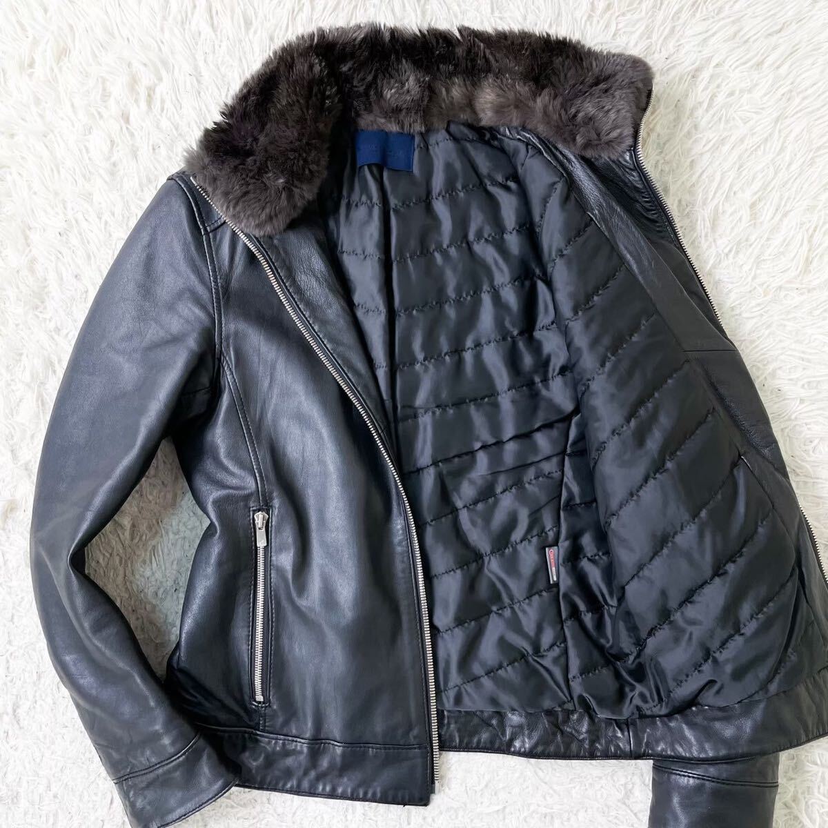 ジュンハシモト ラムレザー キルティング 中綿 シングルライダース ジャケット 美品/ラムレザー! junhashimoto ジュンハシモト ナノユニバース レザー