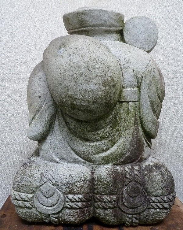 ☆BM)七福神 石像①大黒天 高さ49㎝/63kg 日本庭園 置石 置物 オブジェ