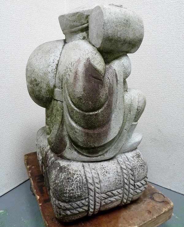 ☆BM)七福神 石像①大黒天 高さ49㎝/63kg 日本庭園 置石 置物 オブジェ