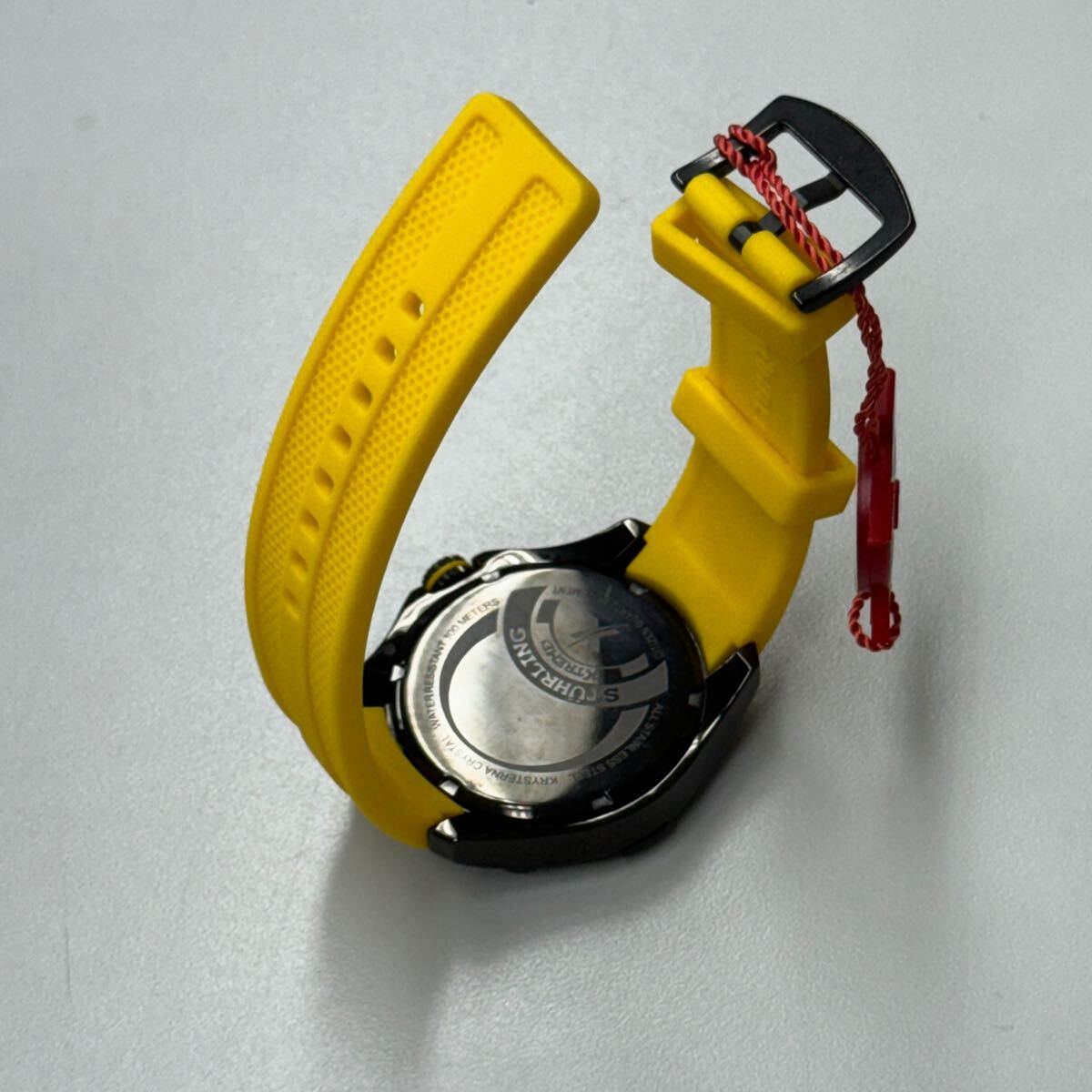 STUHRLING ストゥーリング 49mm 新品未使用　長期保管品　電池交換済み 78264BK-YL イエロー　_6