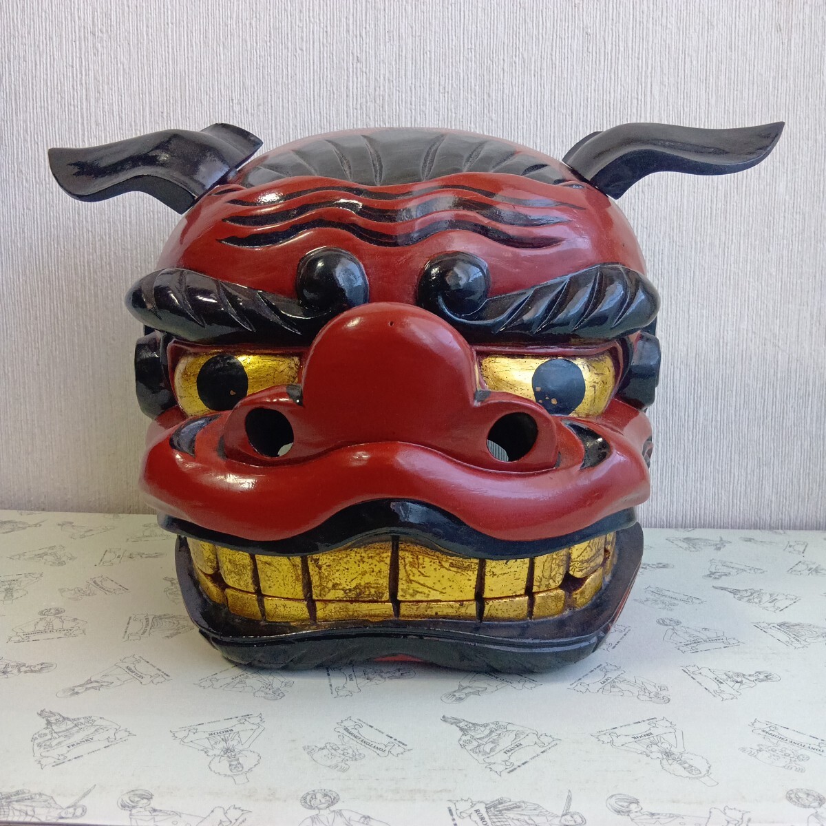 獅子頭 貴重大型獅子 獅子舞 神社放出品 木彫 神楽 縁起物 厄除け 精密