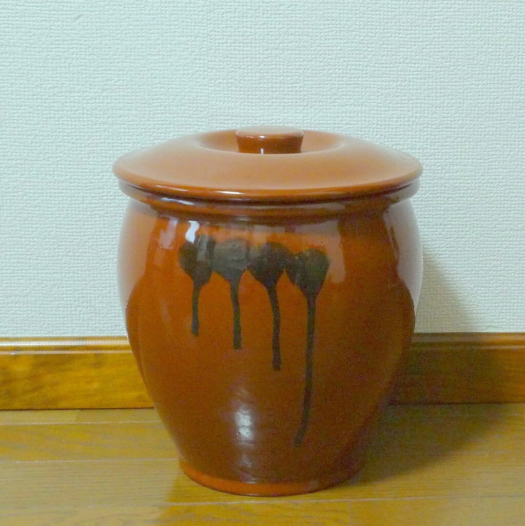 美品 常滑焼 久松窯 丸壺 かめ 3号 直径22cm×高さ26cm 5.4L [梅干し