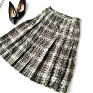 Vogue ヴォーグ チェック柄♪プリーツスカート タックスカート ウール100％♪サイズ14 ウ
