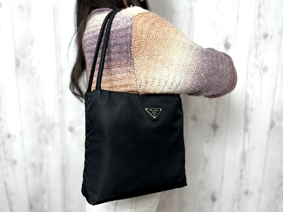 極美品 PRADA プラダ テスート ハンドバッグ バッグ ナイロン 黒 79139