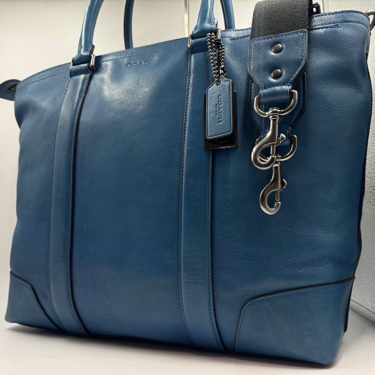 コーチ COACH ビジネスバッグ トート レザー A4 ブルー系 希少色/A4◎ COACH コーチ トートバッグ 2way ブリーカー レガシー 本