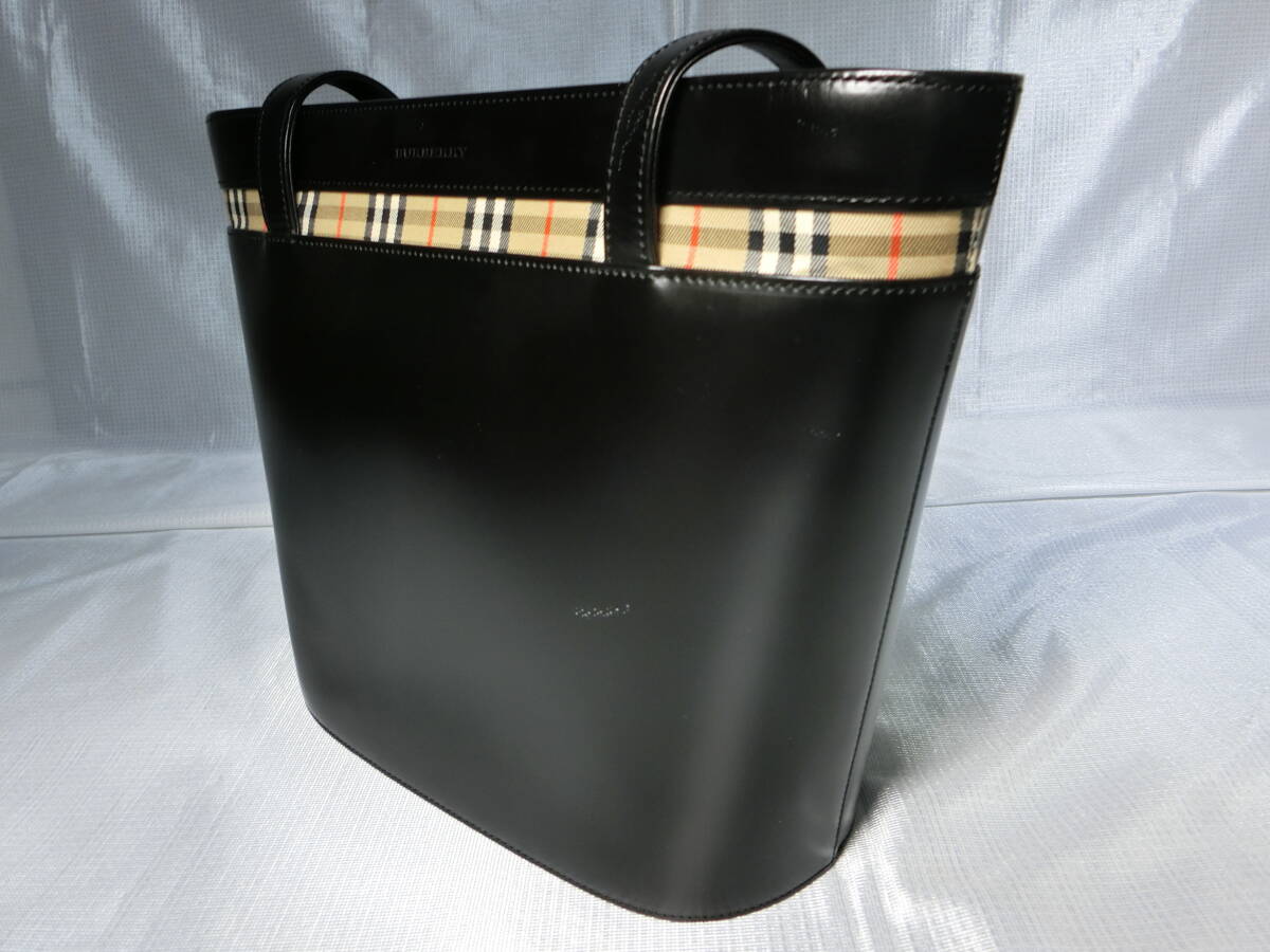 バーバリー BURBERRY レザー トートバッグ バケツ型 ノバチェック 