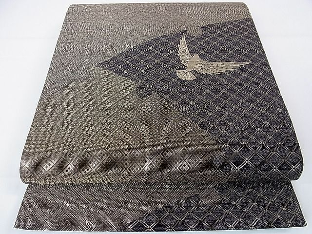 平和屋本店◇極上 染色作家 斉藤三才 両面六通柄袋帯 三才鳥 名物裂