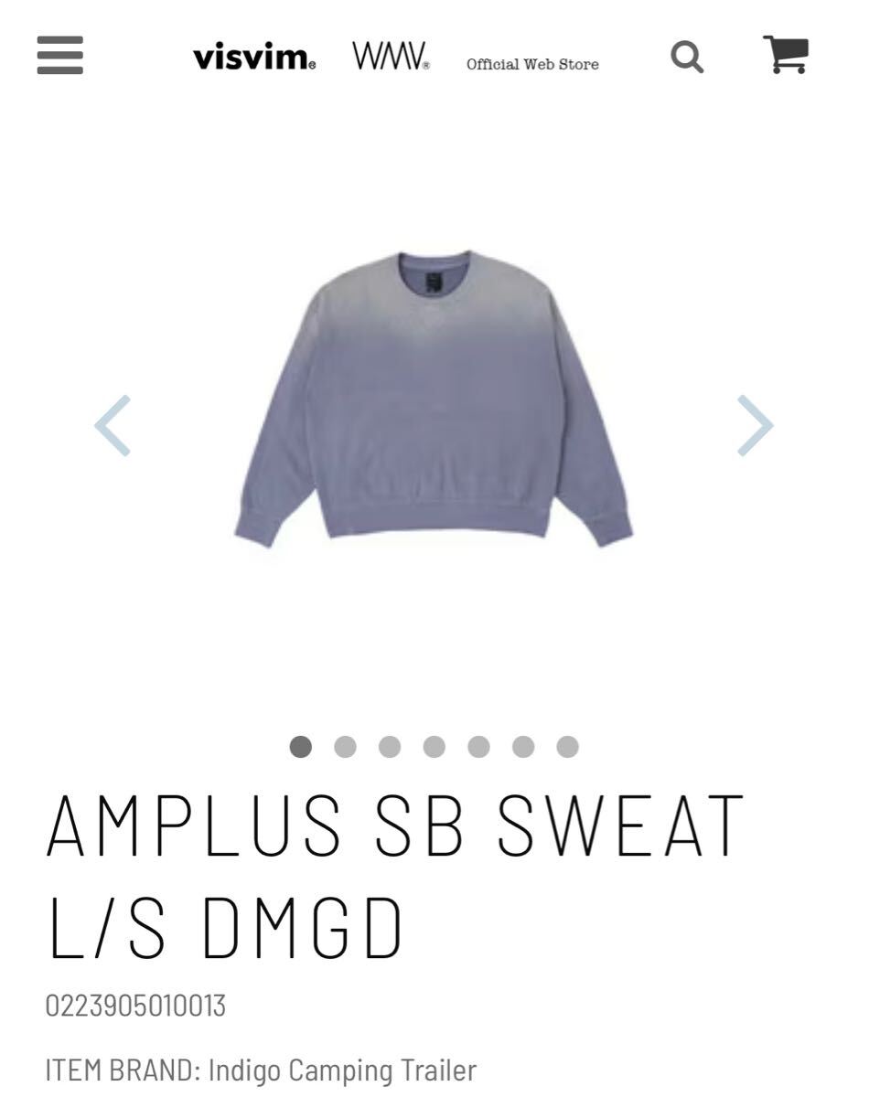 23fw visvim ICT AMPLUS SB SWEAT L/S DMGD 3番 L blue 青 クルー 