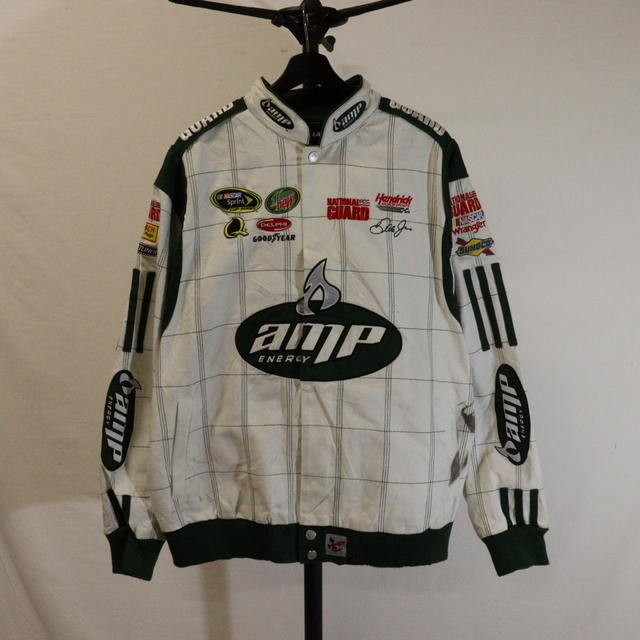 L149 L149 2008年代製ビンテージ CHASE レーシングジャケット 00s 表記Lサイズ ホワイト 白 チェック NASCAR 刺しゅう ...
