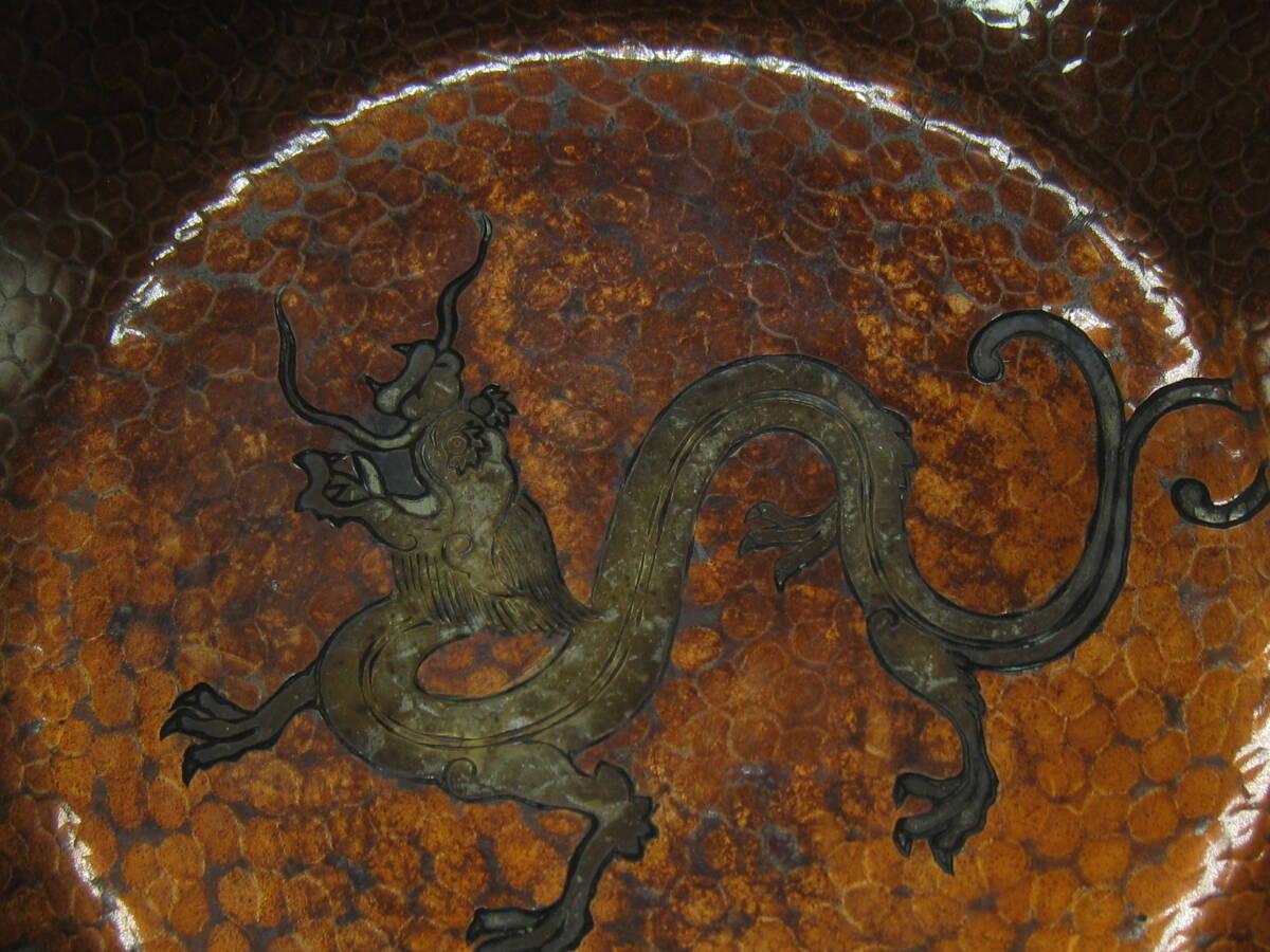 1G21 吉祥形 銅蟲菓子器 廣陵 伊藤久芳堂造 雲龍紋 三つ