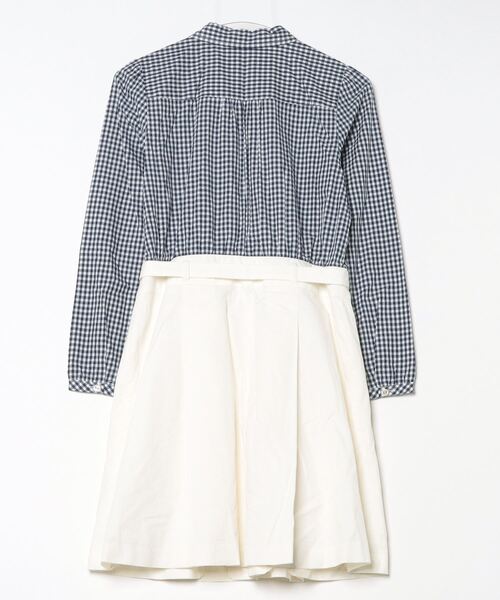 BURBERRY BLUE LABEL」 チェック柄ドッキングワンピース 38 ホワイト