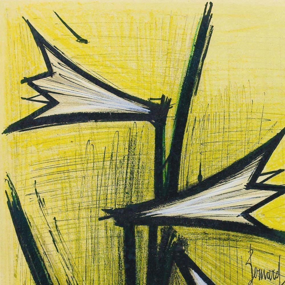真作】【WISH】ベルナール・ビュッフェ Bernard Buffet「ユリ