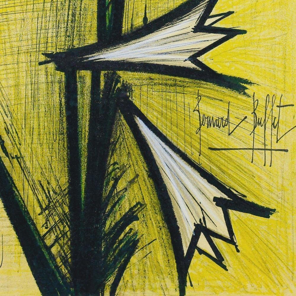 真作】【WISH】ベルナール・ビュッフェ Bernard Buffet「ユリ