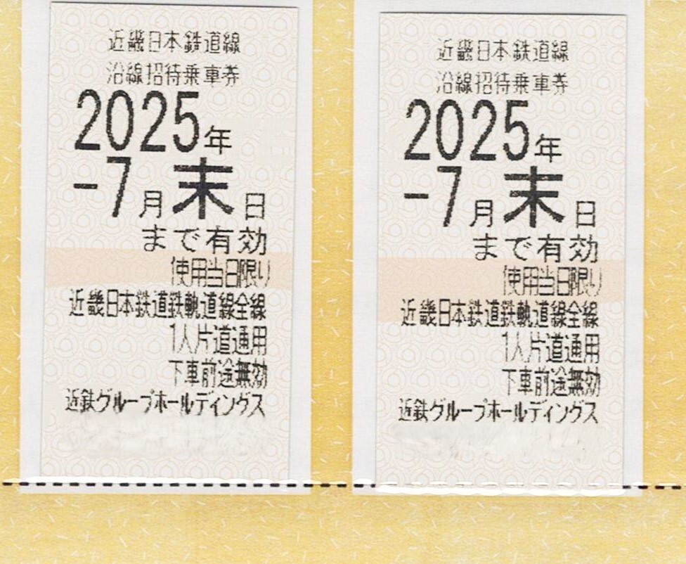 残出品数2【最新】近鉄グループHD 近畿日本鉄道線沿線招待乗車券2枚セット★2025.7.31★株主優待