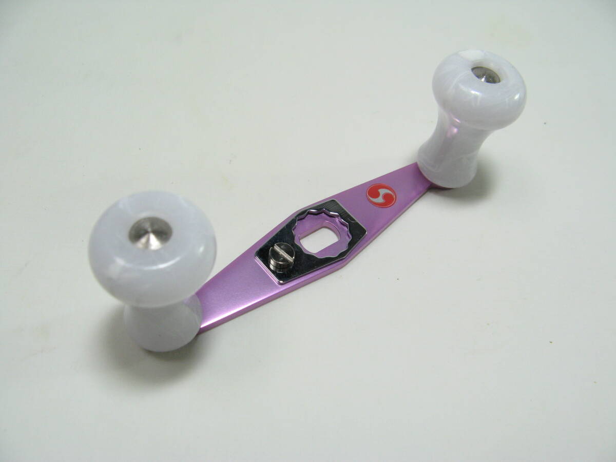 ABU Ambassadeur 80mmアルミパワーハンドル アブ アンバサダー 2500C等 ピンチ＋マーブルホワイト サイモン製 11ー⑦ アブ ABU Ambassadeur アルミ+ウッドノブ アンバサダー2500C等用 アンバサダー80ｍｍハンドル
