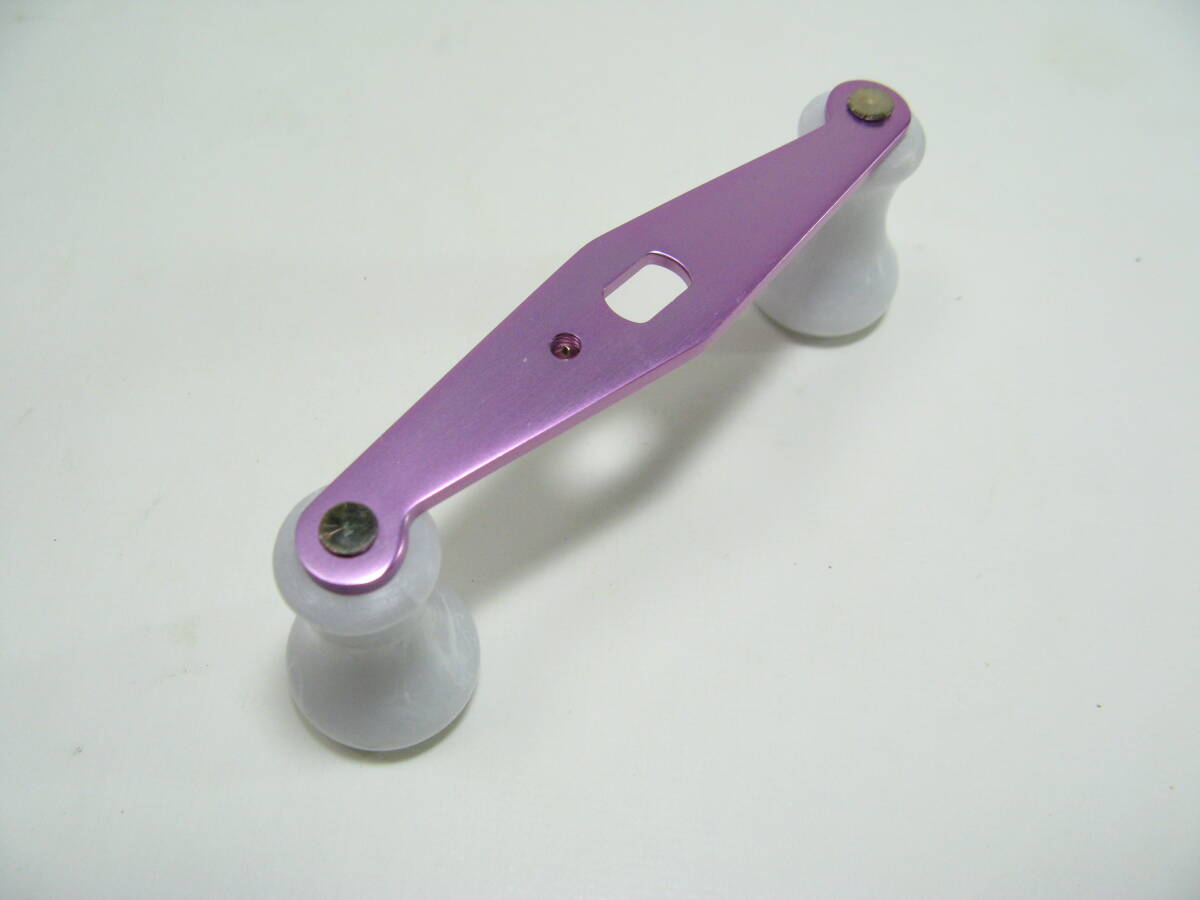 ABU Ambassadeur 80mmアルミパワーハンドル アブ アンバサダー 2500C等 ピンチ＋マーブルホワイト サイモン製 11ー⑦ アブ ABU Ambassadeur アルミ+ウッドノブ アンバサダー2500C等用 アンバサダー80ｍｍハンドル