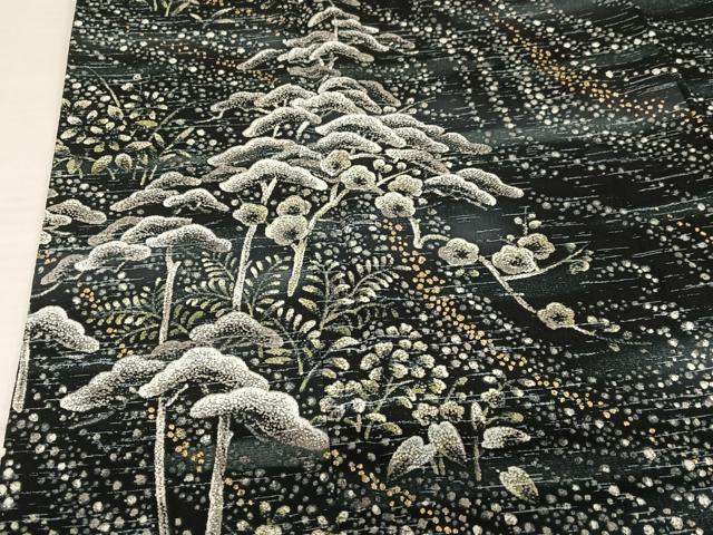 平和屋着物○訪問着 手描き 枝花文 暈し染め 金彩 正絹 逸品