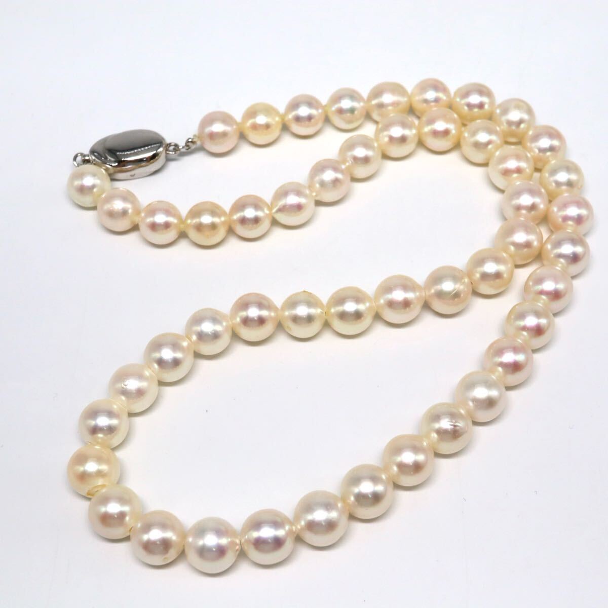 1円〜!!良品!!大珠!!《アコヤ本真珠ネックレス》F 約42.4g 約43.0cm 約 