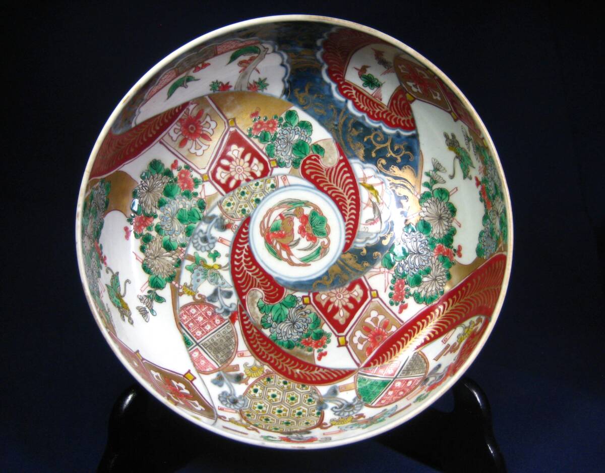 古伊万里 ▽p04 菓子器 上手品 古伊万里金彩色絵龍に石畳