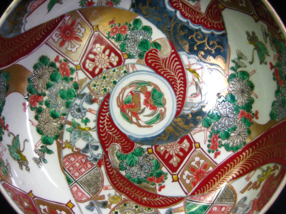 古伊万里 ▽p04 菓子器 上手品 古伊万里金彩色絵龍に石畳